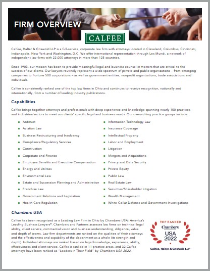 Calfee Firm Overview